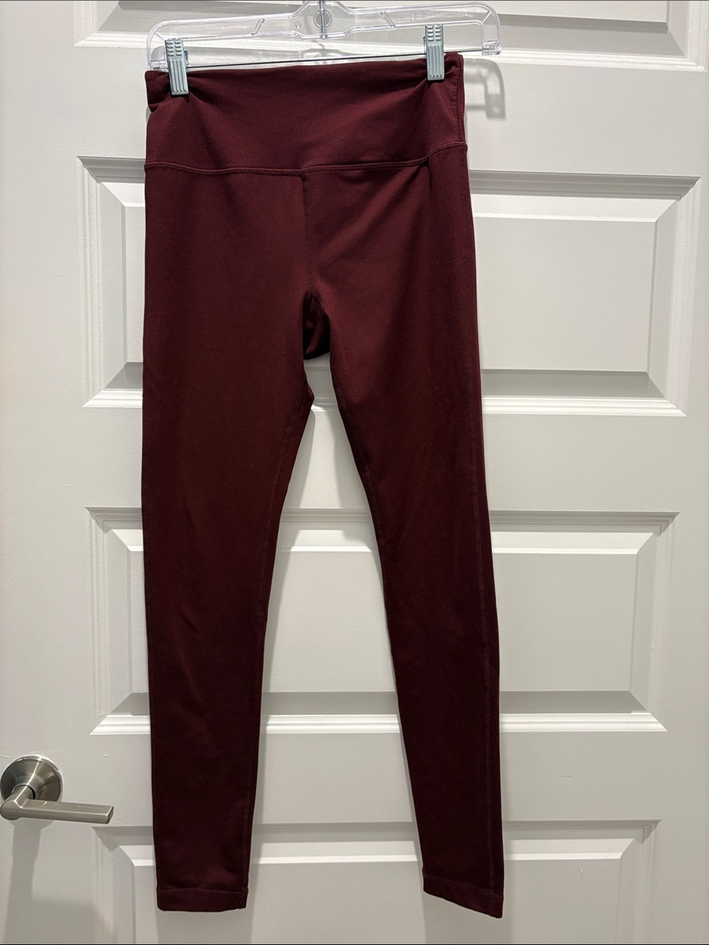 Girls' High-Waist Burgundy Leggings